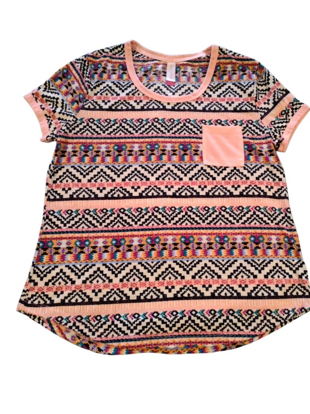 No Boundaries Women XL  (15-17) Blouse Geometric Spring Colors